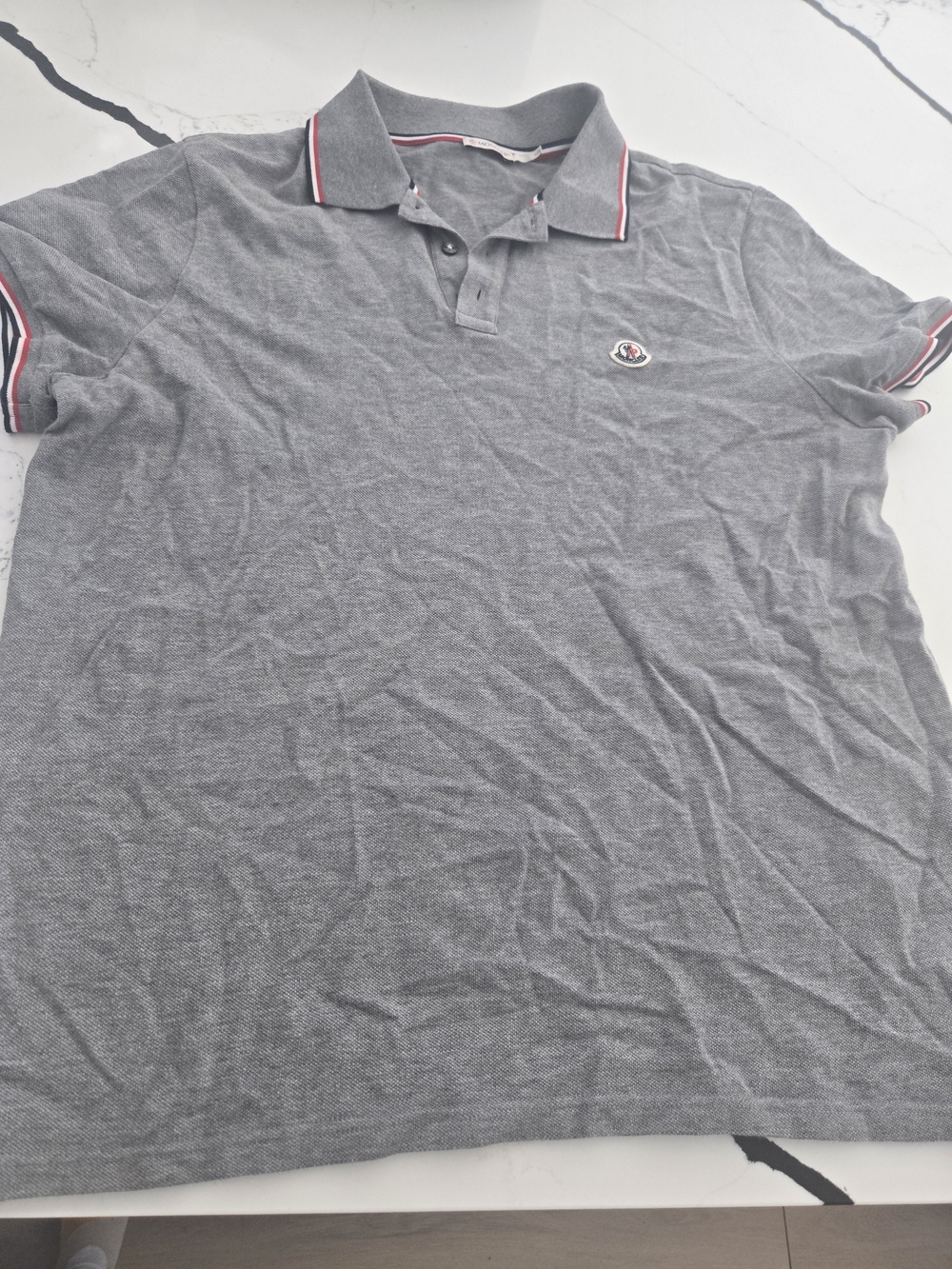 Moncler Men's Grey Polo Shirt with Trim